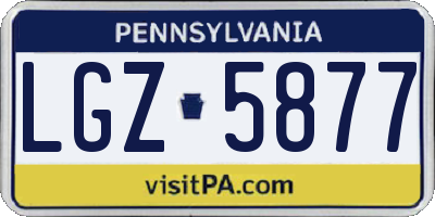 PA license plate LGZ5877