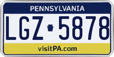 PA license plate LGZ5878
