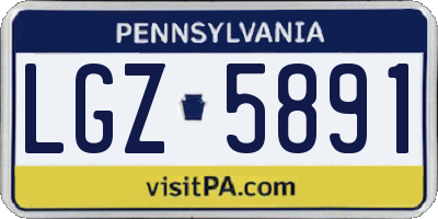 PA license plate LGZ5891