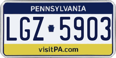 PA license plate LGZ5903