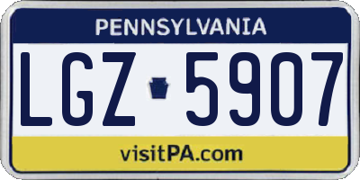 PA license plate LGZ5907