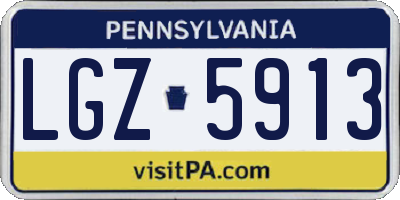 PA license plate LGZ5913