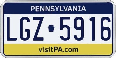 PA license plate LGZ5916
