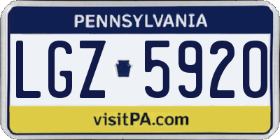PA license plate LGZ5920