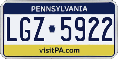 PA license plate LGZ5922