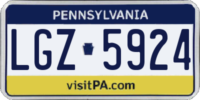 PA license plate LGZ5924