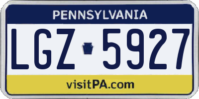 PA license plate LGZ5927