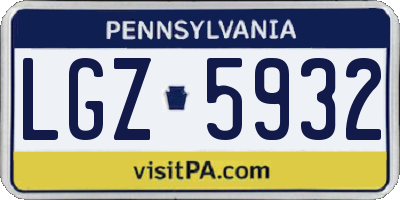 PA license plate LGZ5932