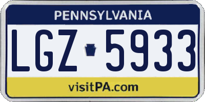PA license plate LGZ5933