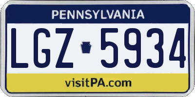 PA license plate LGZ5934