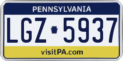 PA license plate LGZ5937