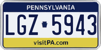 PA license plate LGZ5943