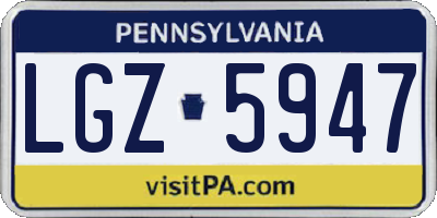 PA license plate LGZ5947