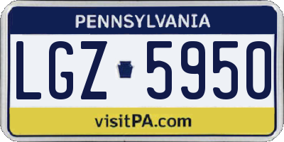 PA license plate LGZ5950
