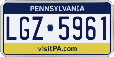 PA license plate LGZ5961