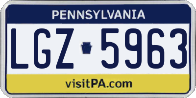 PA license plate LGZ5963