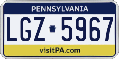 PA license plate LGZ5967