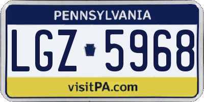 PA license plate LGZ5968