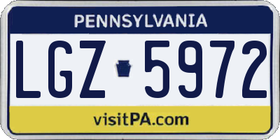 PA license plate LGZ5972