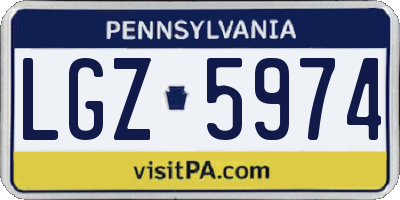 PA license plate LGZ5974