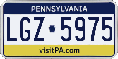 PA license plate LGZ5975