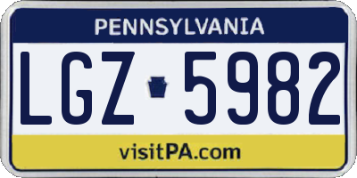 PA license plate LGZ5982