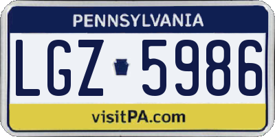 PA license plate LGZ5986