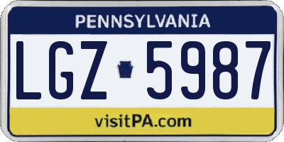 PA license plate LGZ5987