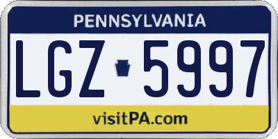 PA license plate LGZ5997