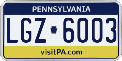 PA license plate LGZ6003