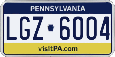 PA license plate LGZ6004