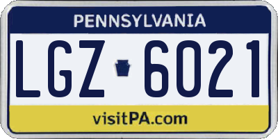 PA license plate LGZ6021