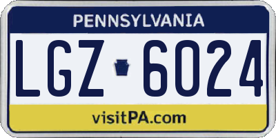PA license plate LGZ6024