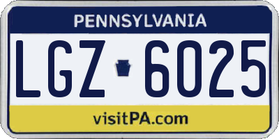 PA license plate LGZ6025