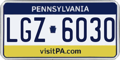 PA license plate LGZ6030