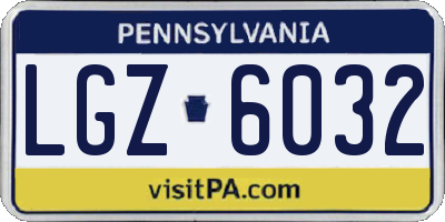 PA license plate LGZ6032