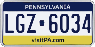 PA license plate LGZ6034