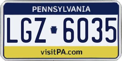 PA license plate LGZ6035
