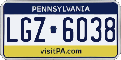 PA license plate LGZ6038