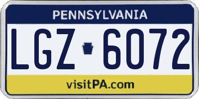 PA license plate LGZ6072