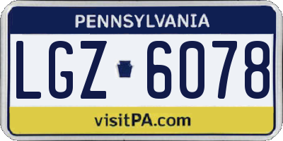 PA license plate LGZ6078
