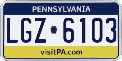 PA license plate LGZ6103