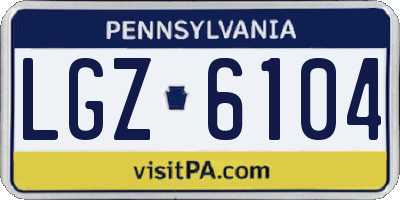 PA license plate LGZ6104