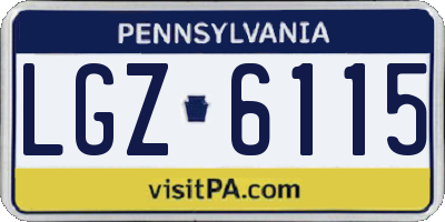 PA license plate LGZ6115