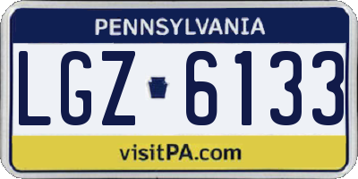 PA license plate LGZ6133