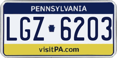 PA license plate LGZ6203