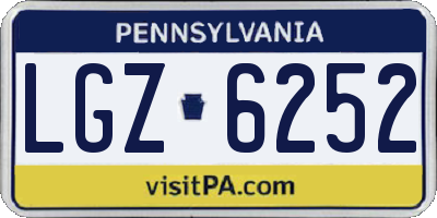 PA license plate LGZ6252