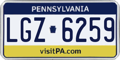 PA license plate LGZ6259