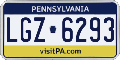 PA license plate LGZ6293