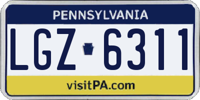 PA license plate LGZ6311